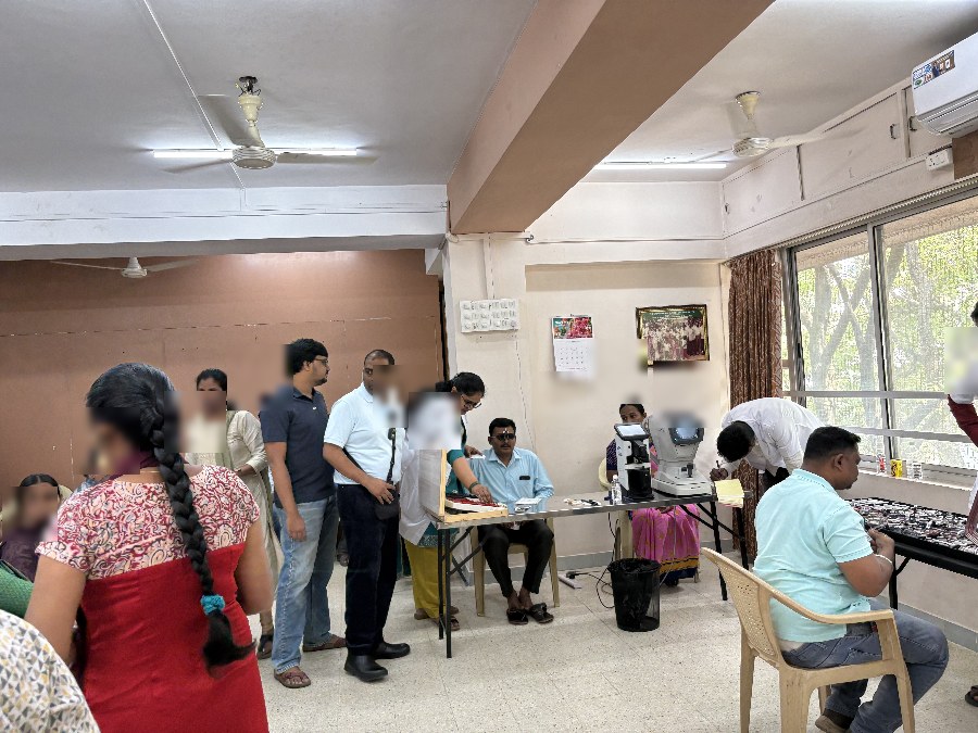 Free eye camp screening in progress at Shivajinagar